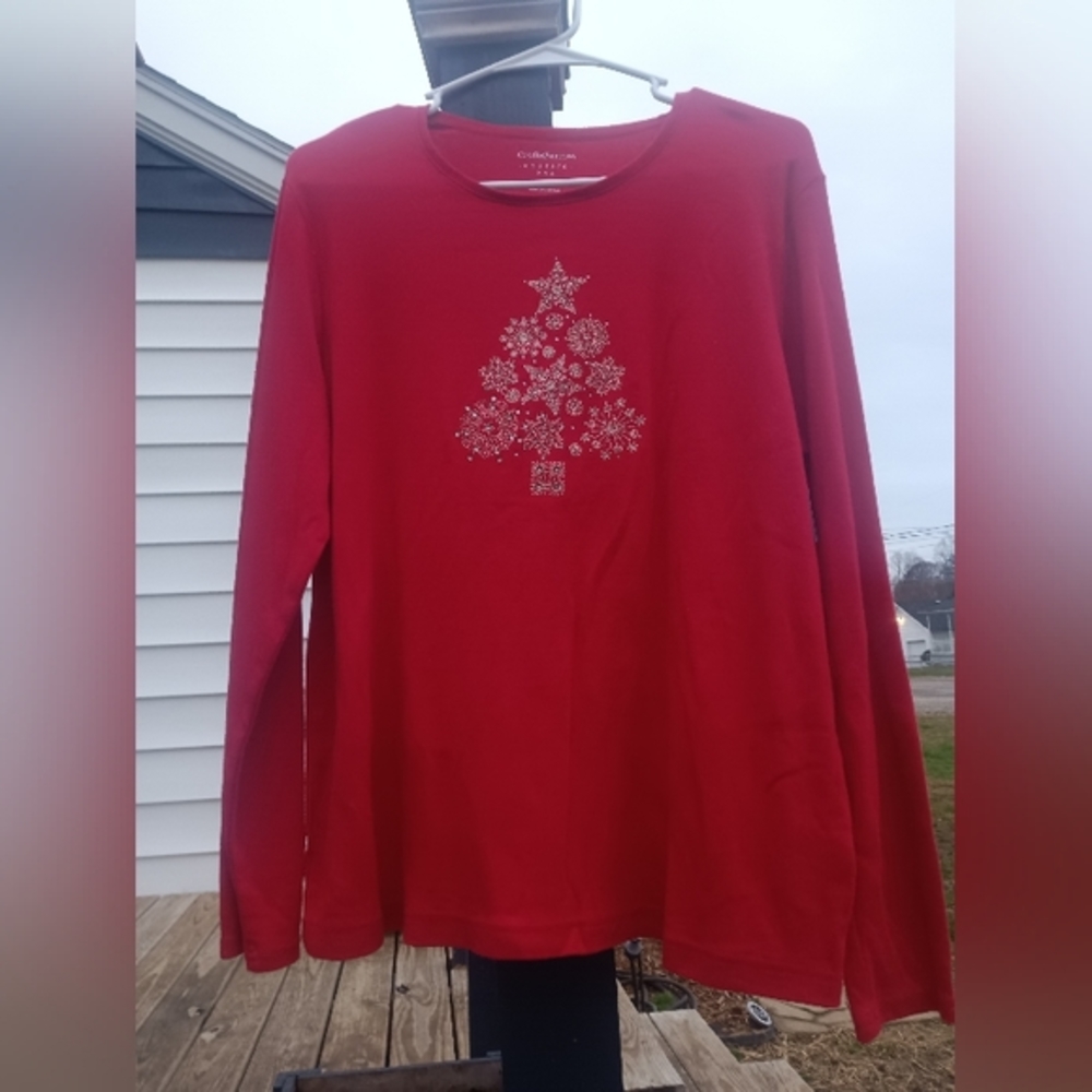 Red Silver Christmas Tree Snowflake Sweater
